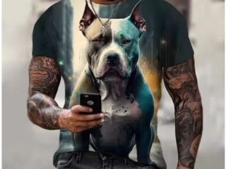 Dog Love Mens TShirts Trend Digital Printing Casual Round