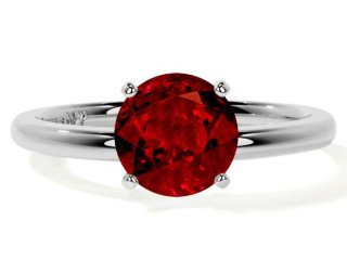 14K White Gold womens red ruby ring